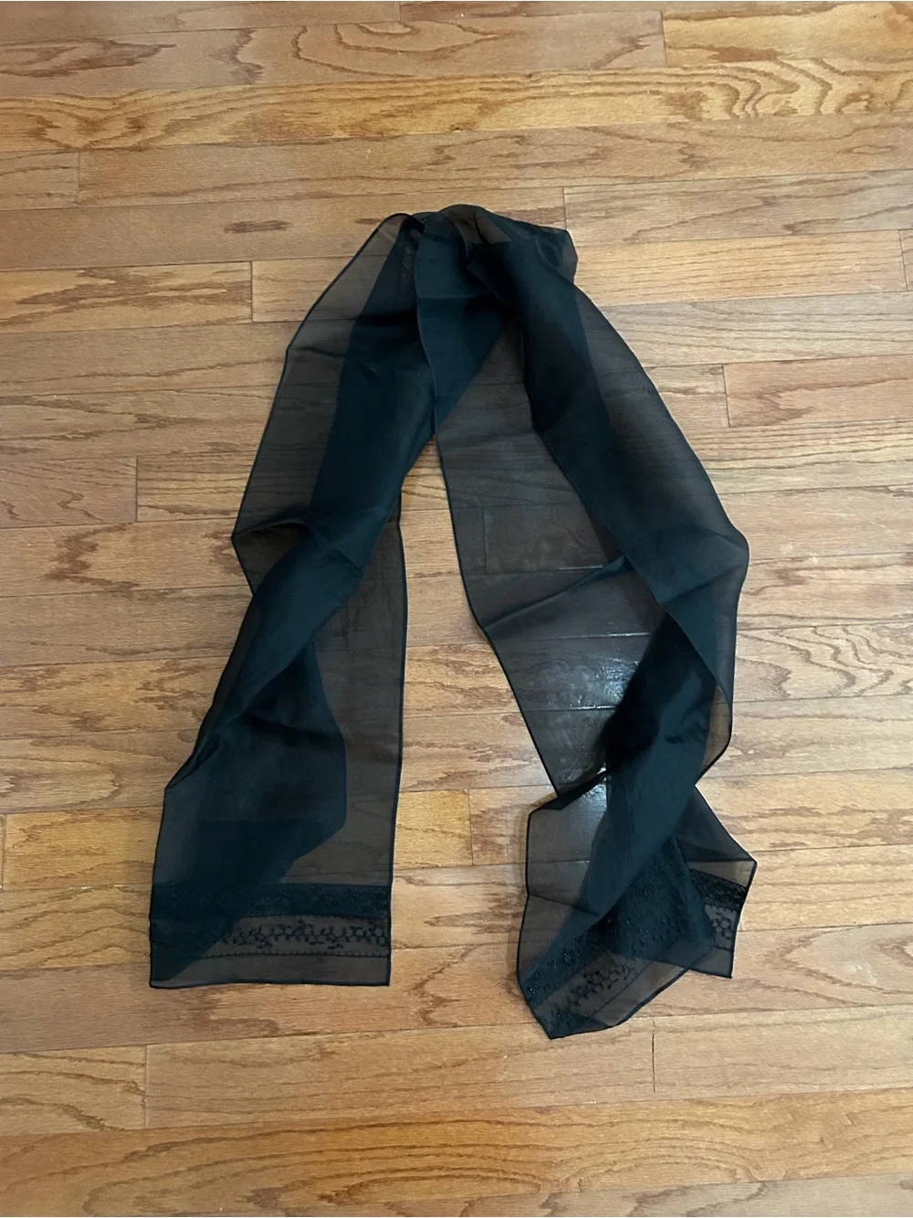 Japanese Black Sheer Scarf Lightweight Dress Scarf Evening Formal Wrap